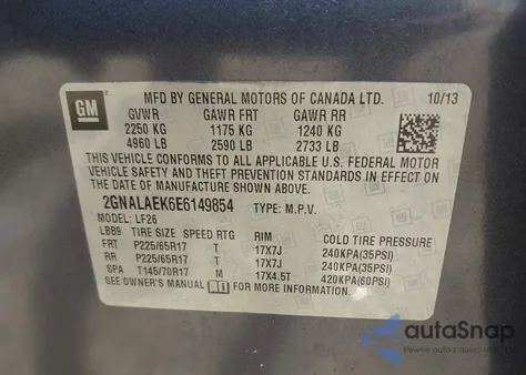 2014 Chevrolet Equinox Ls из США, поврежденный, VIN 2GNALAEK6E6149854